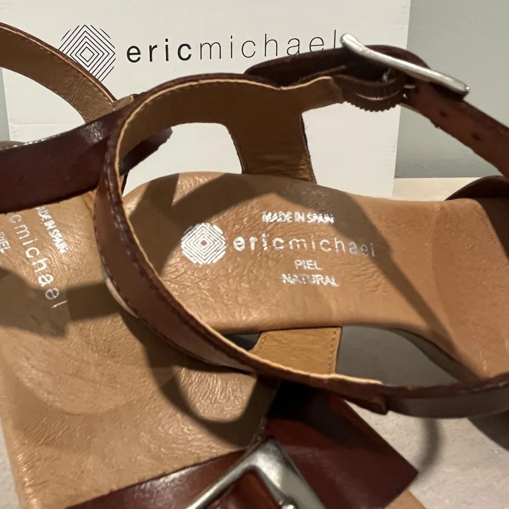 Eric Michael Jasmine Platform Heels in Brown Leather. Size EU 36. New In…‎